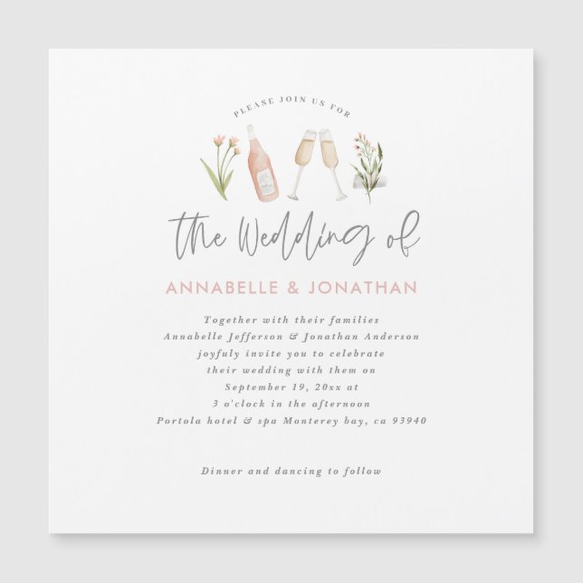 blommigt Champagne, modernt skript (Framsida)