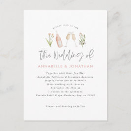 blommigt Champagne, modernt skript Helg Vykort