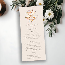  Blommigt Champagne Vin Glass Bröllop Menu Inbjudningar