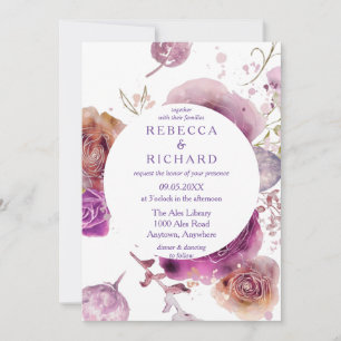 Blommigt Charm Watercolor Tema Bröllop Inbjudningar