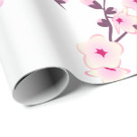 Blommigt Cherry Blommar Bröllop Wrapping Papper Presentpapper<br><div class="desc">Den här bröllop-inslagningen av pappra egenskaper har söt rosa cherry blommar grenar på vit bakgrund.</div>