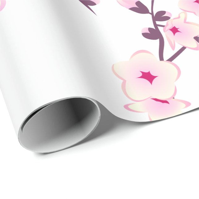 Blommigt Cherry Blommar Bröllop Wrapping Papper Presentpapper (Rullad Hörn)