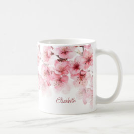 Blommigt Cherry Blommar Ditt namn Monogram Mugg