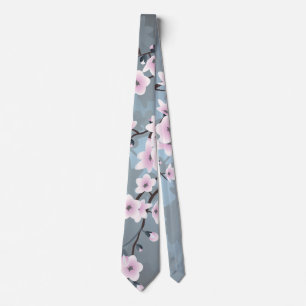 Blommigt Cherry Blommar Dusky Rosa Dusty Blue Slips