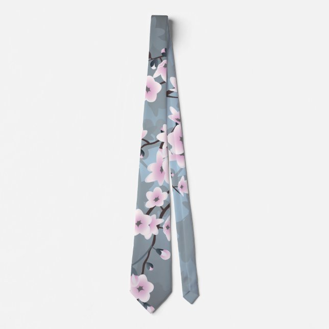 Blommigt Cherry Blommar Dusky Rosa Dusty Blue Slips (Framsida)