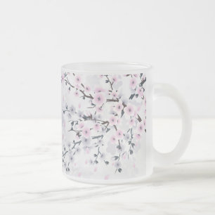 Blommigt Cherry Blommar Dusky Rosa Mauve Frostad Glasmugg