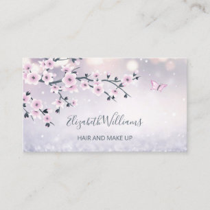Blommigt Cherry Blommar Dusky Rosa Mauve Glitter Visitkort