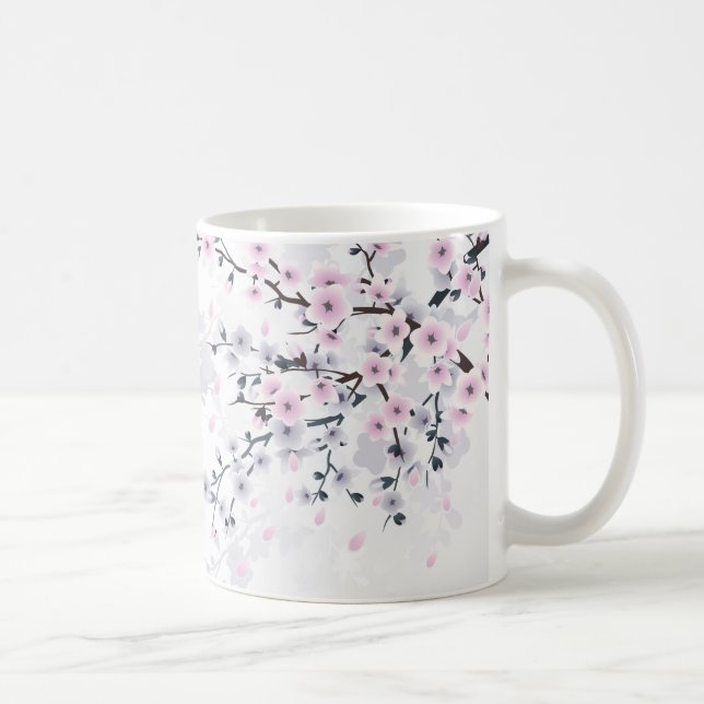 Blommigt Cherry Blommar Dusky Rosa Mauve Kaffemugg (Höger)