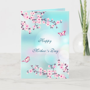 Blommigt Cherry Blommar Lycklig Mor's Day Kort