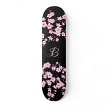 Blommigt Cherry Blommar Monogram Black Rosa