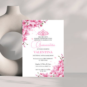 Blommigt Cherry Blommar Ro vår Quinceañera Inbjudningar