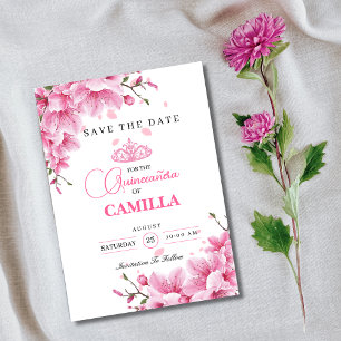 Blommigt Cherry Blommar Ro vår Quinceañera Spara Datumet