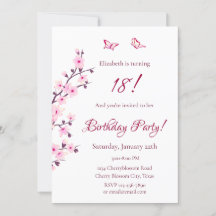 Blommigt Cherry Blommar Rosa Birthday