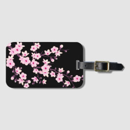 Blommigt Cherry Blommar Rosa Black Feminine Bagagebricka
