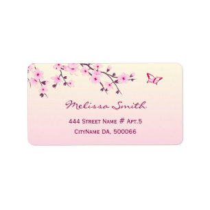 Blommigt Cherry Blommar Rosa Girly Adressetikett