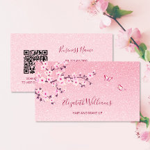 Blommigt Cherry Blommar Rosa Glitter QR-kod