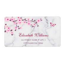 Blommigt Cherry Blommar Rosa Grått Marble