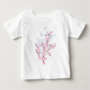 Blommigt Cherry Blommar Rosa White T Shirt
