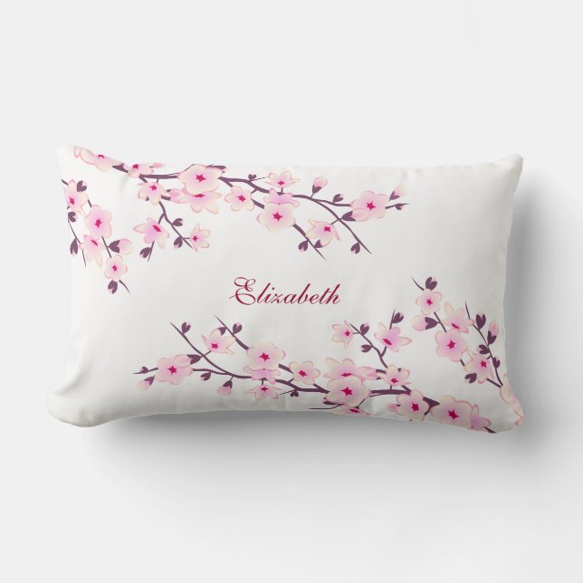 Blommigt Cherry Blommar (Sakura) Lumbar Pillow Lumbarkudde (Framsida)