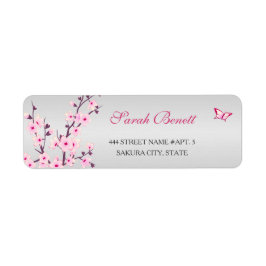 Blommigt Cherry Blommars Baby Shower Returadress Etikett