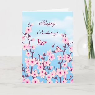 Blommigt Cherry Blommars Birthday Kort