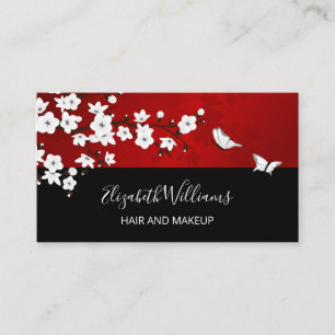 Blommigt Cherry Blommars Red White Black Visitkort