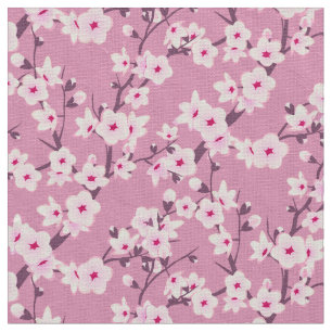 Blommigt Cherry Blommars Rosa Tyg