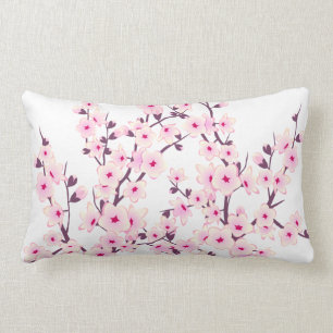 Blommigt Cherry Blommars (Sakura) Rosa White Lumbarkudde