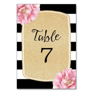 Blommigt Chic Bordsnummer Card/champagne