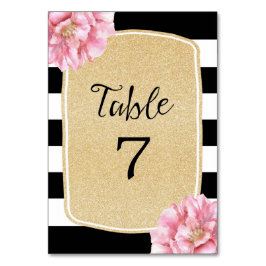 Blommigt Chic Bordsnummer Card/champagne