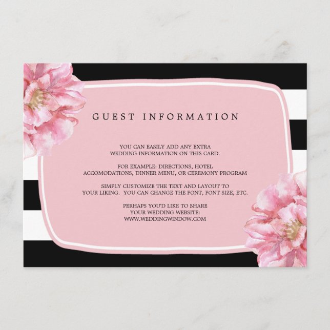 Blommigt Chic Bröllop Infoga kort/Rosa Tilläggskort (Framsida)