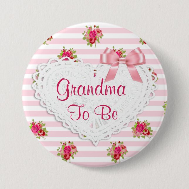 Blommigt Chic Grandma to be Baby Shower-knapp Knapp (Framsida)