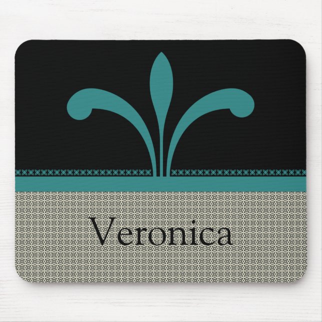 Blommigt Chic Mousepad, Teal Musmatta (Framsidan)