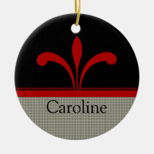 Blommigt Chic Ornament, Mörk Red Julgransprydnad Keramik