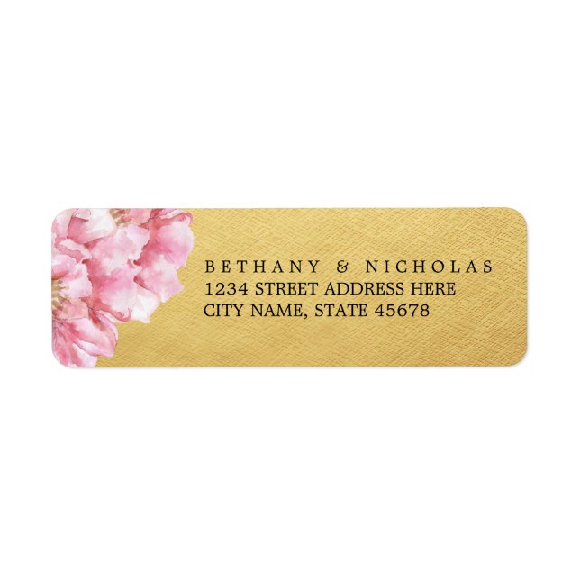 BLOMMIGT CHIC RETURETIKETTER / GULD RETURADRESS ETIKETT (Framsidan)