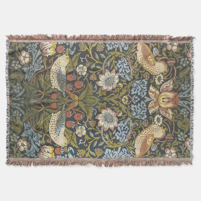 Blommigt Chic Vävda vridsvevband med fåglar Mysfilt (Framsidan)