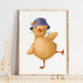 Blommigt Chick i Baby - Hat-utskrift | Chick Vatte Poster