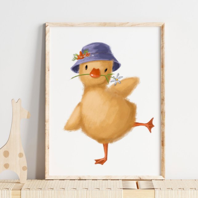 Blommigt Chick i Baby - Hat-utskrift | Chick Vatte Poster (Skapare uppladdad)