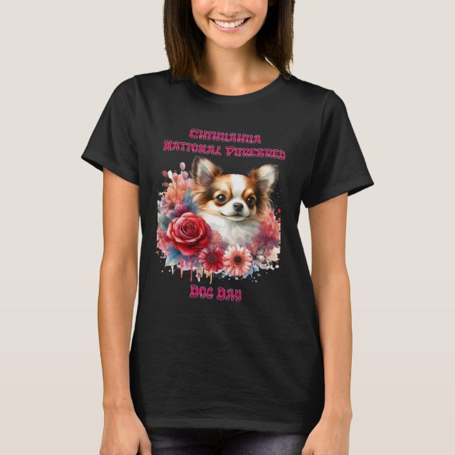 Blommigt Chihuahua A Petite Hund Blooms T Shirt (Framsida)
