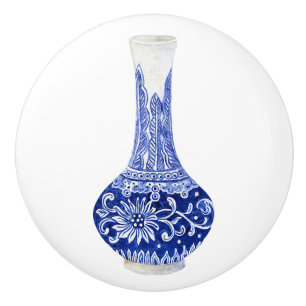 Blommigt Chinoiserie Blue White Foliage Ginger Bur Knopp