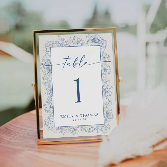 Blommigt Chinoiserie Bröllop Bordsnummer Card (Skapare uppladdad)
