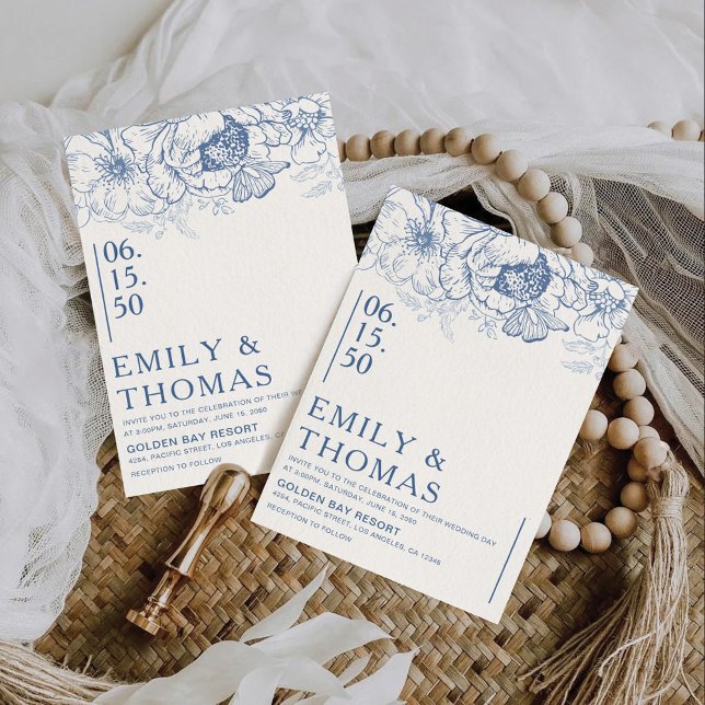 Blommigt Chinoiserie Bröllop Inbjudningar (Skapare uppladdad)