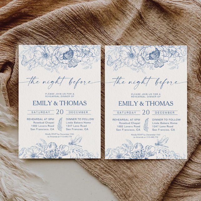 Blommigt Chinoiserie natten före Inbjudningar (Skapare uppladdad)