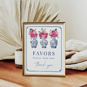 Blommigt Chinoiserie Porcelain Möhippa Favors Poster