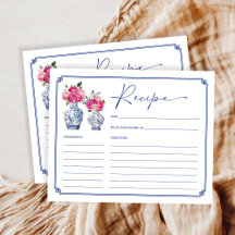 Blommigt Chinoiserie Porcelain Möhippa Recept Card