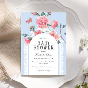 Blommigt Chinoiserie Victorian Baby Shower Inbjudningar