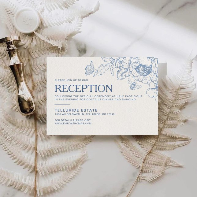 Blommigt Chinoiserie Wedding Reception-hölje Tilläggskort (Skapare uppladdad)