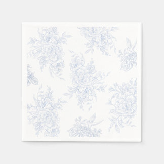 Blommigt Chintz Chinoiserie Blue Toile Bröllop Pappersservett