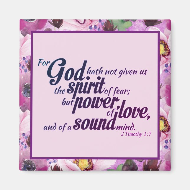 Blommigt Christian Bible Scripture Faith Quote Magnet (Framsidan)
