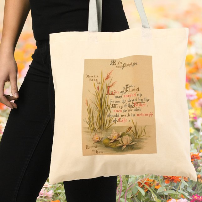 Blommigt Christian Bible Verse Påsk Tygkasse (Vintage Floral Religious Christian Catholic Bible Verse Resurrection Christ is risen Easter Tote Bag)
